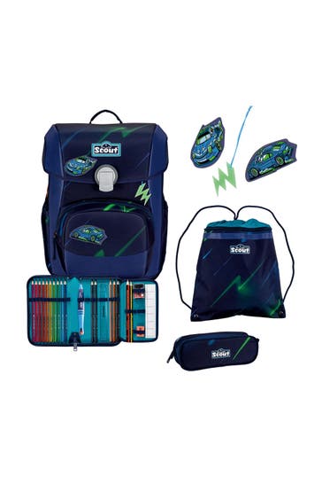 SCOUT Neo Exklusiv Superflash Schulranzen-Set 4-teilig