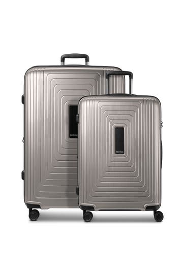 REDOLZ Koffer coffee grey metallic