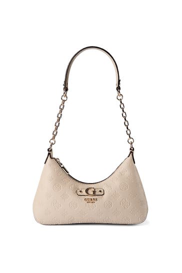 GUESS Handtasche light taupe logo