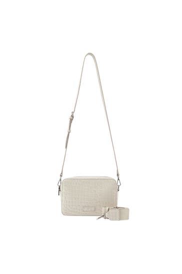 SEIDENFELT Umhängetasche croco print cream