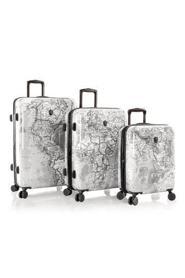 HEYS Koffer black-white world map