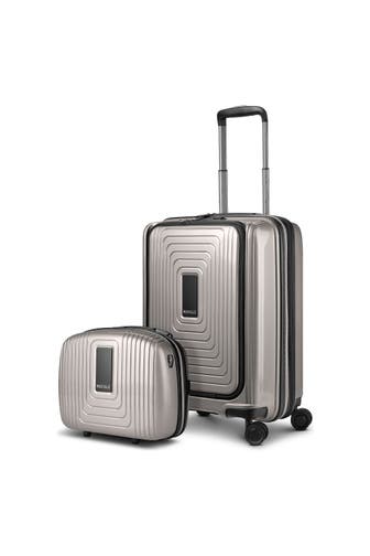 REDOLZ Koffer coffee grey metallic