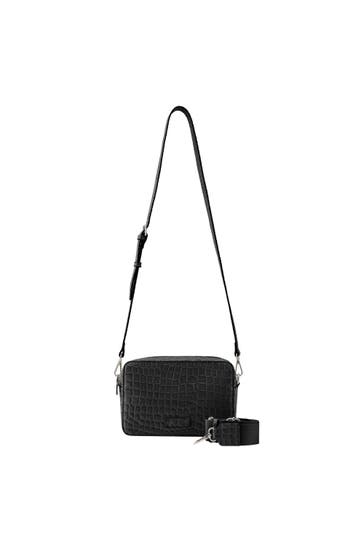 SEIDENFELT Umhängetasche croco print black