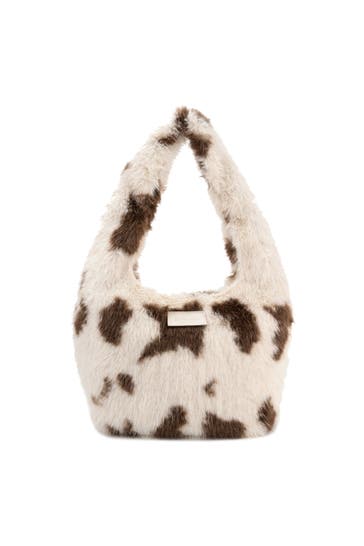 SEIDENFELT Handtasche cow white & brown