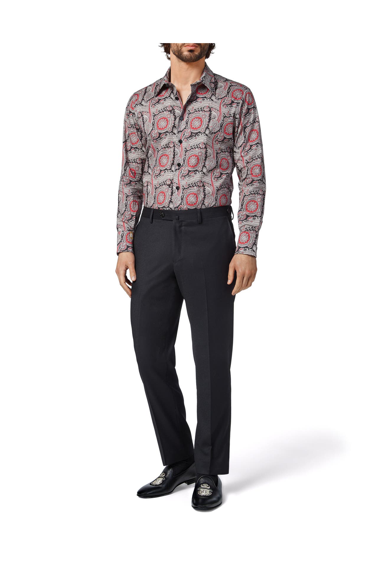 BILLIONAIRE Business-Hemd PAISLEY 0213 | black/red Slim Fit, Bild 1