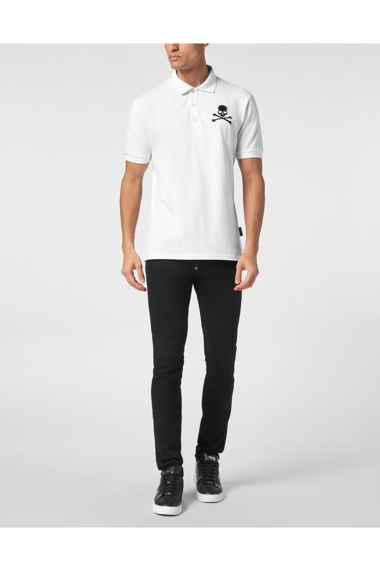 PHILIPP PLEIN Polo-Shirt SKULL&BONES 01 | white, Bild 1