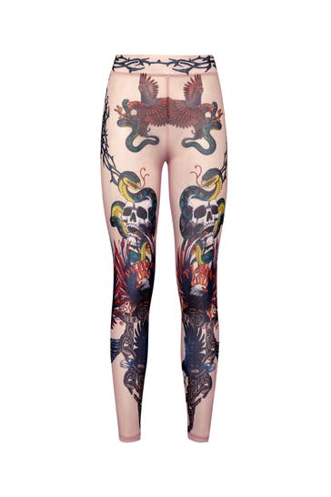 PHILIPP PLEIN Leggings TATTOO 0621 | beige+multicolor Skinny