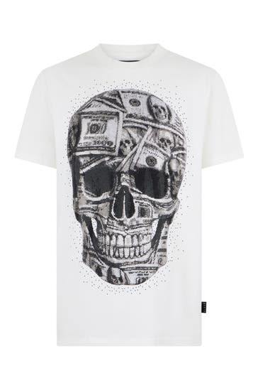 PHILIPP PLEIN Kurzarm-Rundhals-T-Shirt SKULL