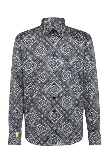 BILLIONAIRE Business-Hemd PAISLEY 02 | black Slim Fit