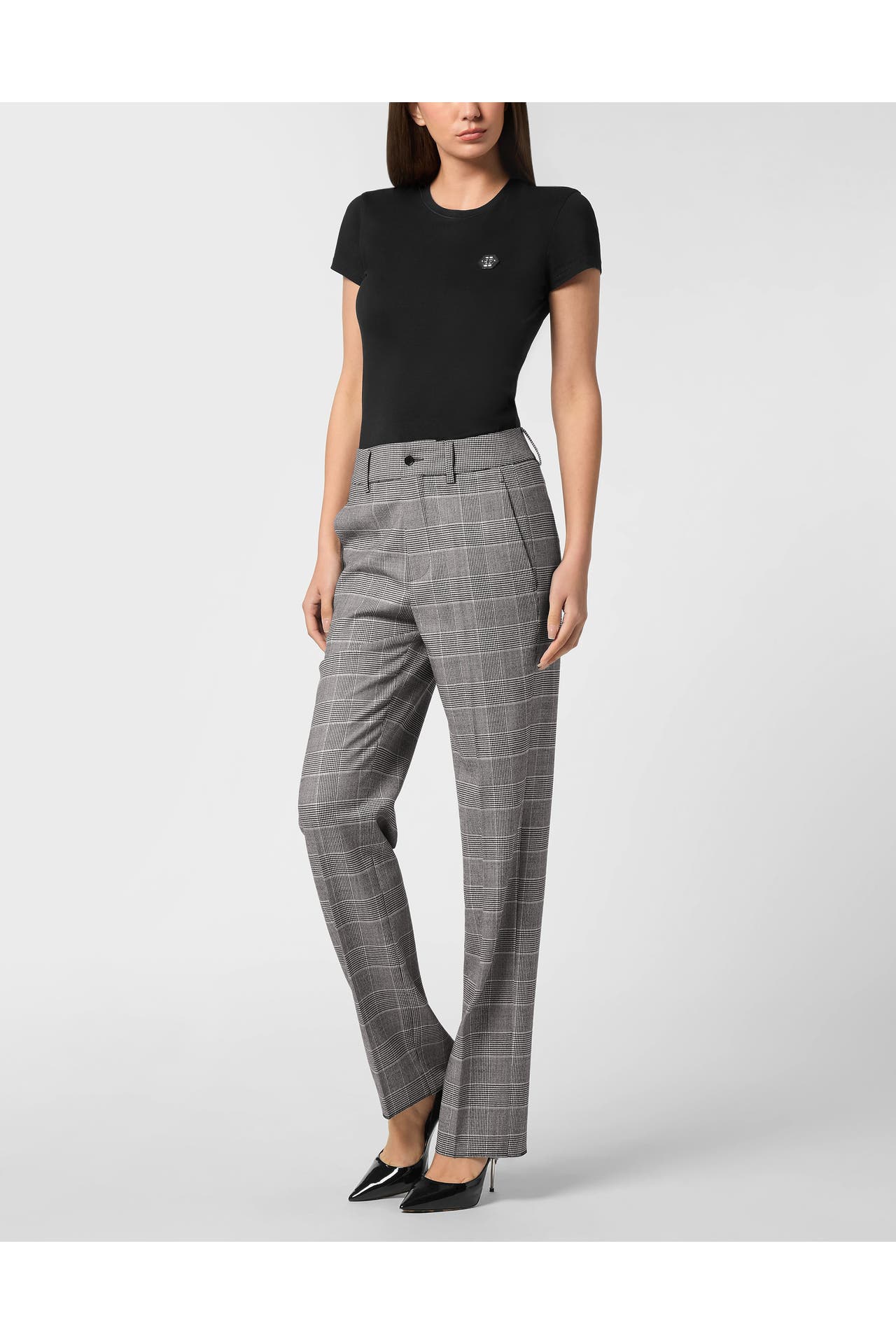 PHILIPP PLEIN Business-Hose Prince of Wales 71 | lightgrey Straight, Bild 1