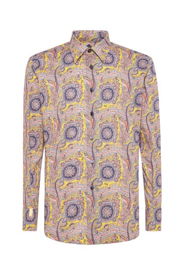 BILLIONAIRE Business-Hemd PAISLEY 0209 | black/yellow Slim Fit