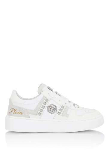 PHILIPP PLEIN Mix Materials Low-Top Sneakers with Studs