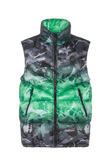 PLEIN SPORT Weste CAMOUFLAGE 0227 | black+greenfluo