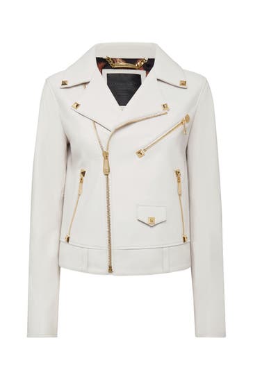 PHILIPP PLEIN Lederjacke 01 | white