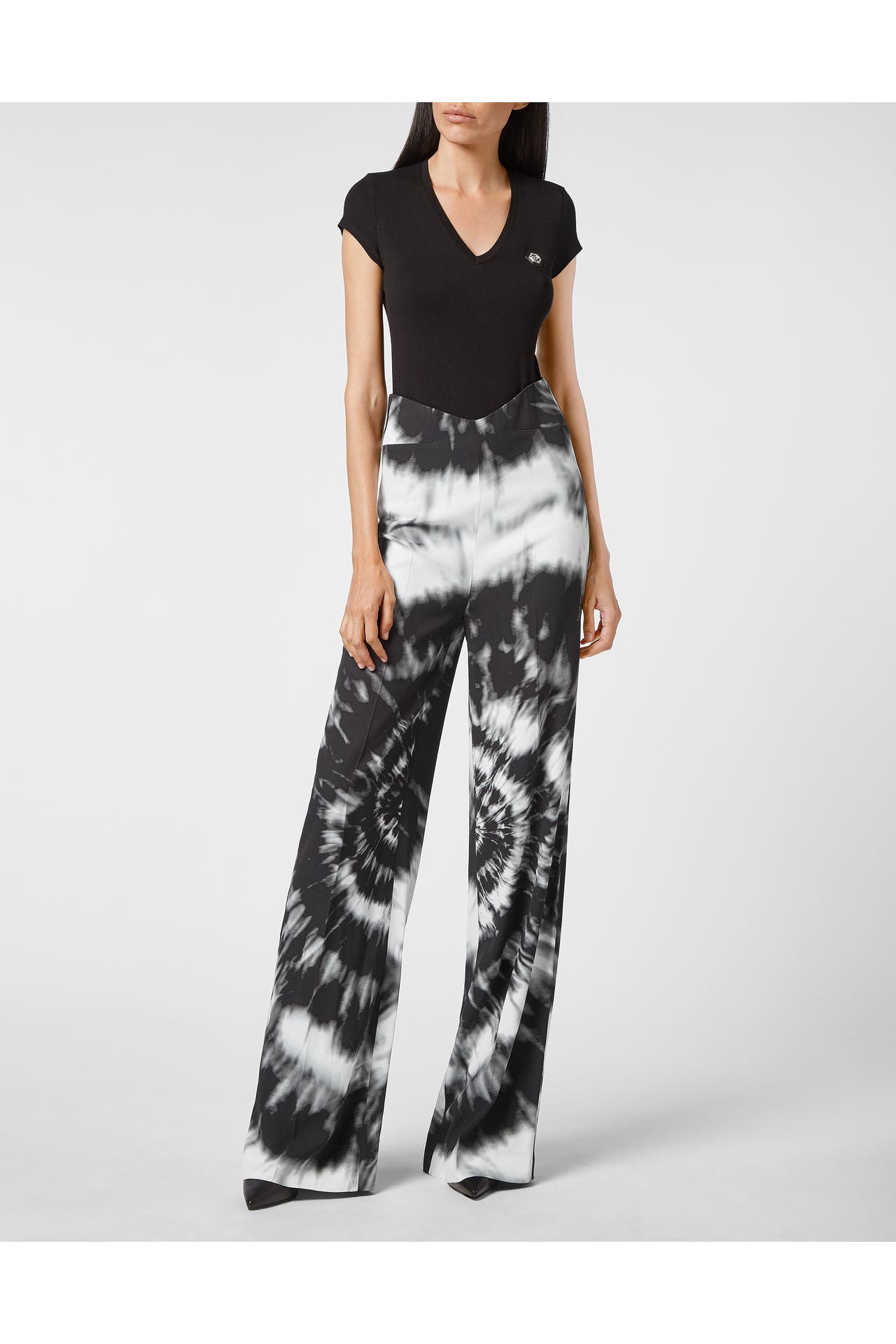 PHILIPP PLEIN Business-Hose TIE DYE 0201 | black/white Loose Fit, Bild 1