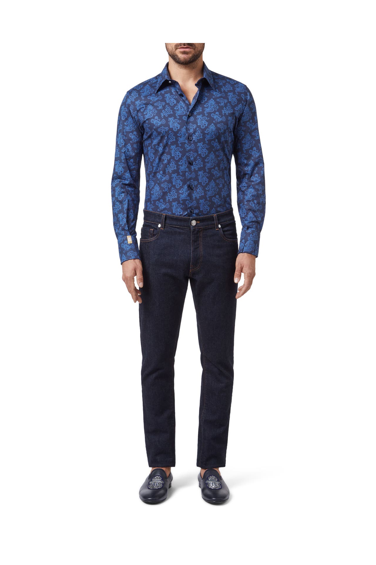 BILLIONAIRE Business-Hemd PAISLEY 14 | darkblue Slim Fit, Bild 1