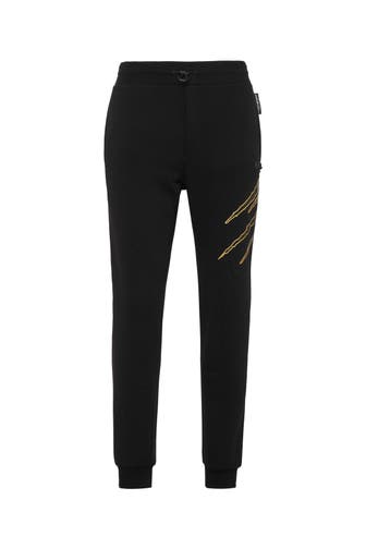 PLEIN SPORT Sweatpant SCRATCH 0293 | black/lightgold Wide/ Loose Fit