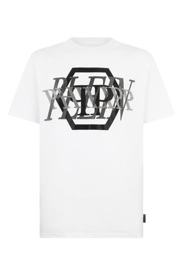 PHILIPP PLEIN Round Neck T-Shirt Logo Stones