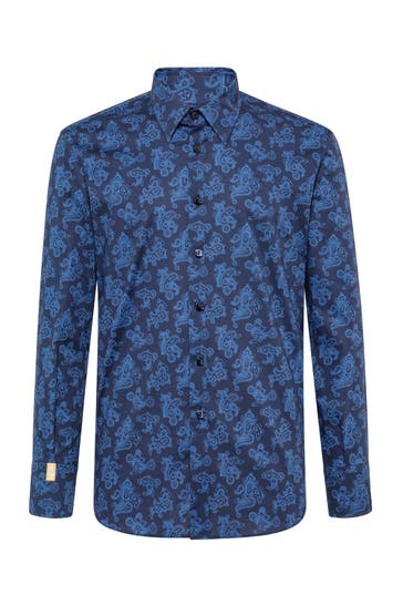 BILLIONAIRE Business-Hemd PAISLEY 14 | darkblue Slim Fit