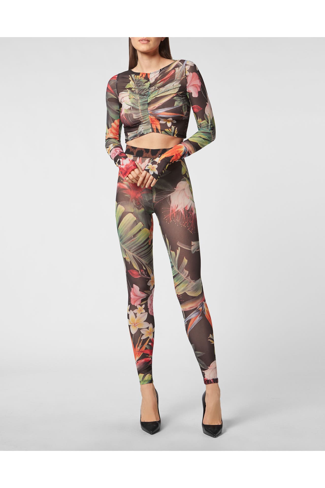 PHILIPP PLEIN Business-Hose FLOWERS 0221 | black/multicolored Skinny, Bild 1