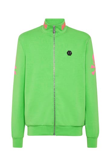 PHILIPP PLEIN Sweatjacke SKULL&BONES 27 | acidgreen