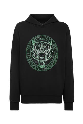 PLEIN SPORT Hoodie TIGER 0227 | black+greenfluo