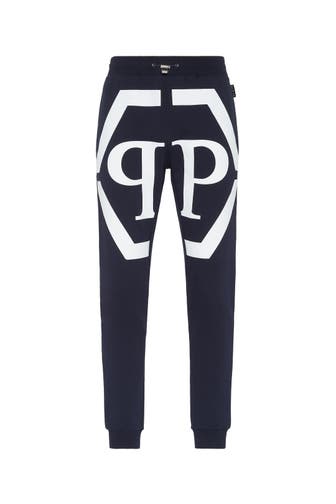 PHILIPP PLEIN Sweatpant HEXAGON 2401 | bluenavy/white Wide/ Loose Fit
