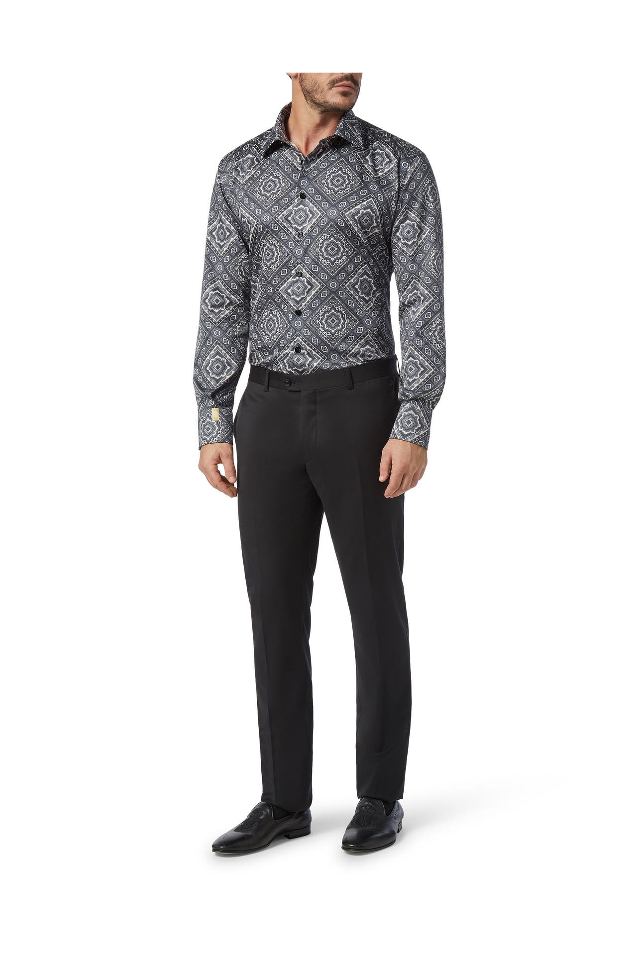 BILLIONAIRE Business-Hemd PAISLEY 02 | black Slim Fit, Bild 1