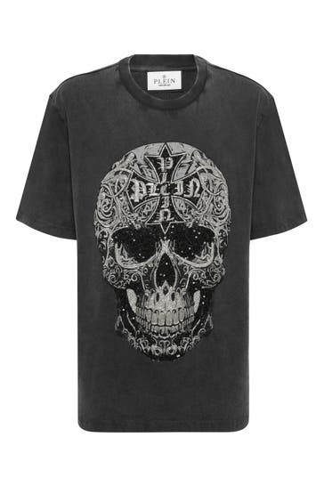 PHILIPP PLEIN Kurzarm-Rundhals-T-Shirt SKULL