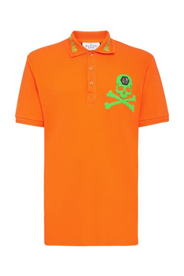 PHILIPP PLEIN Polo-Shirt SKULL&BONES 86 | Orangefluo