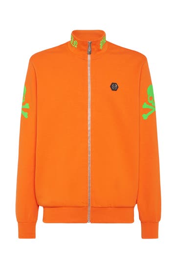 PHILIPP PLEIN Sweatjacke SKULL&BONES 86 | Orangefluo