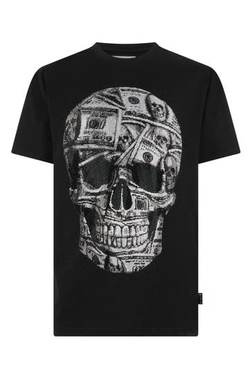 PHILIPP PLEIN Kurzarm-Rundhals-T-Shirt SKULL