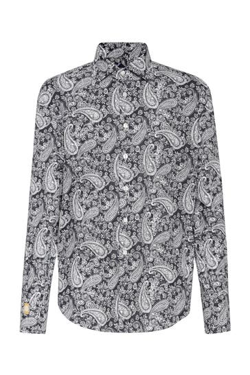 BILLIONAIRE Business-Hemd PAISLEY 02 | black Slim Fit
