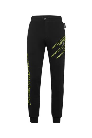 PLEIN SPORT Sweatpant SCRATCH 0229 | black/yellowfluo Wide/ Loose Fit