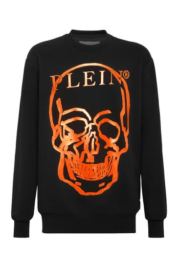PHILIPP PLEIN Sweatshirt SKULL AND PLEIN 0220 | black/orange