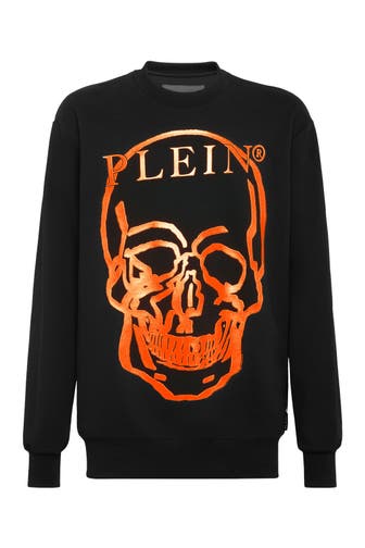 PHILIPP PLEIN Sweatshirt SKULL AND PLEIN 0220 | black/orange