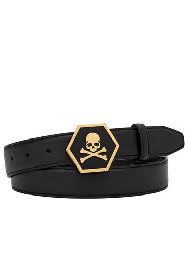 PHILIPP PLEIN Casual-Gürtel SKULL 0293 | black/lightgold
