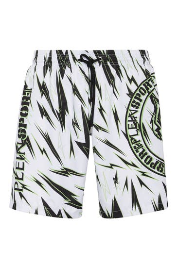 PLEIN SPORT Short TIGER 0127 | White/greenfluo