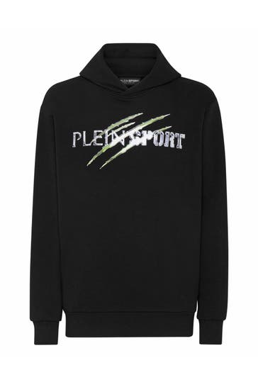 PLEIN SPORT Hoodie CHROME SCRATCH 0227 | black+greenfluo