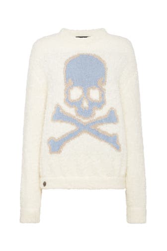 PHILIPP PLEIN Pullover SKULL&BONES 7507 | cream+lightblue