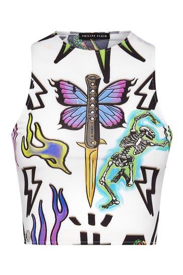 PHILIPP PLEIN Top MONOGRAM 0121 | white/multicolored