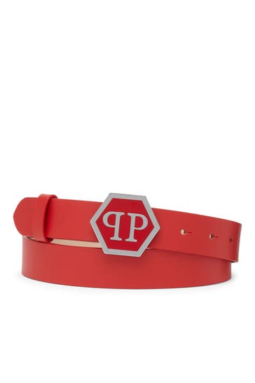 PHILIPP PLEIN Gürtel HEXAGON 1391 | Red/nickel