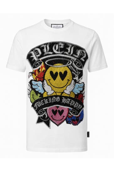 PHILIPP PLEIN Kurzarm-Rundhals-T-Shirt SMILE