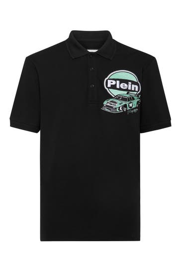 PHILIPP PLEIN Polo-Shirt RACING 0222 | black/turquoise