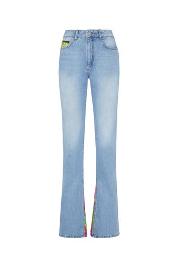 PHILIPP PLEIN Jeans NEW BAROQUE 07GR | GrisailleTurquoise Flared