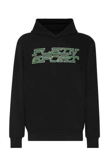 PLEIN SPORT Hoodie TIGER 0227 | black+greenfluo