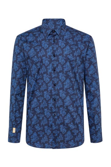 BILLIONAIRE Business-Hemd PAISLEY 14 | darkblue Slim Fit