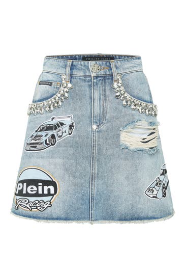 PHILIPP PLEIN Jeansrock RACING 13MI | Salt'N'Pepa