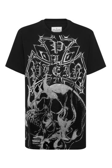 PHILIPP PLEIN Kurzarm-Rundhals-T-Shirt SKULL