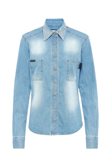 PHILIPP PLEIN Casual-Bluse 07GR | GrisailleTurquoise